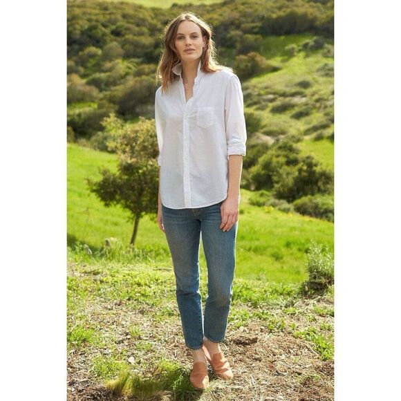 Frank & Eileen Eileen Shirt Women's Small White Crinkle Long Sleeve Button Down - Picture 7 of 8